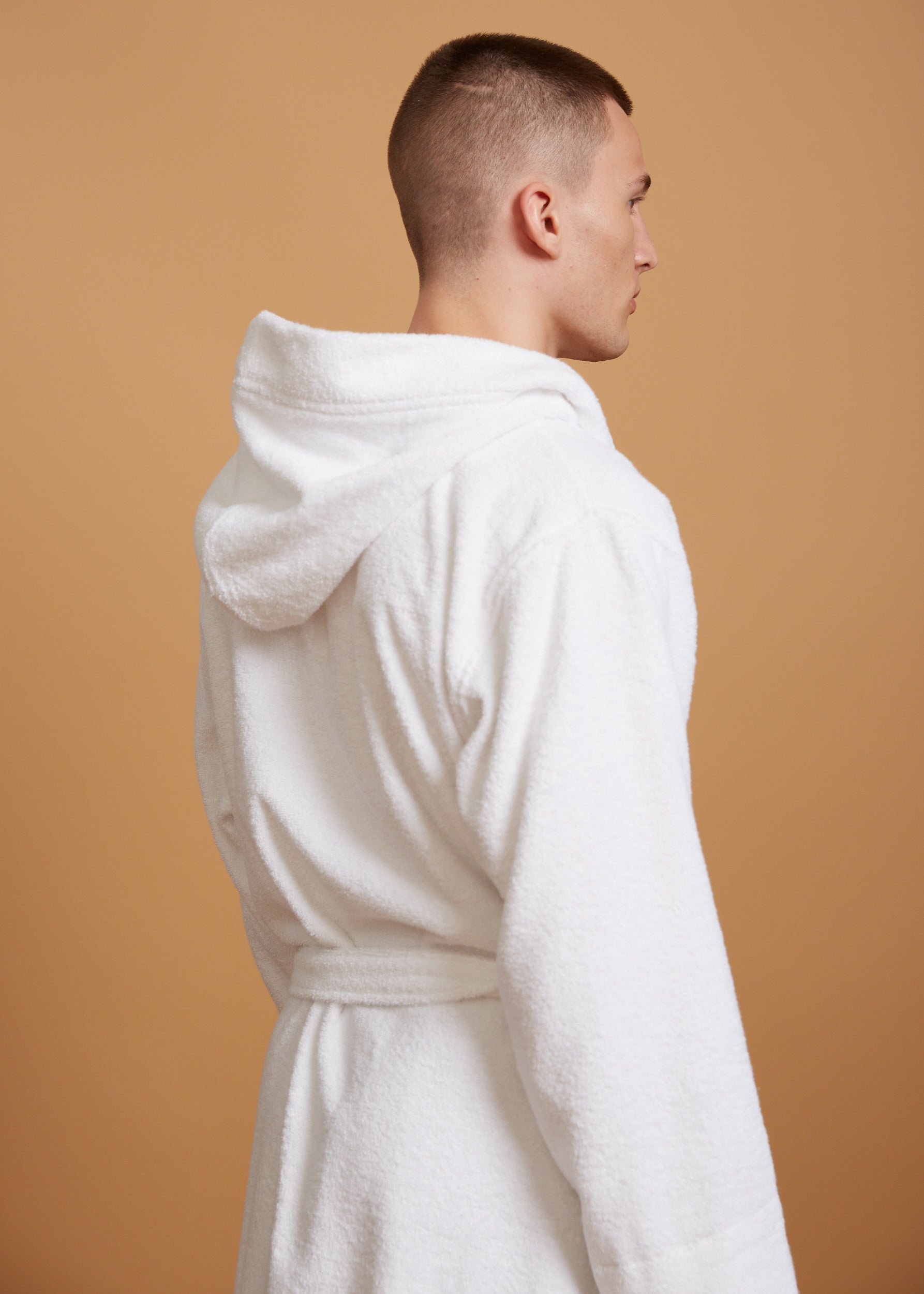 Mens white discount hooded dressing gown