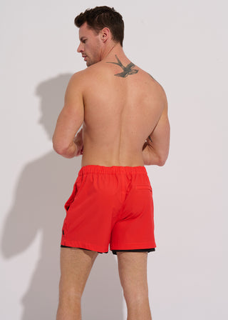 Imperial Red Double Layer Swim Trunk