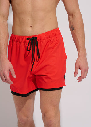 Imperial Red Double Layer Swim Trunk