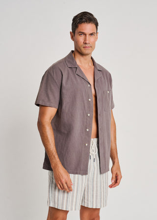 Linen-Blend Beach Shirt