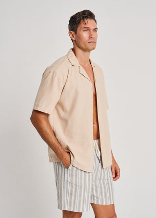 Linen-Blend Beach Shirt