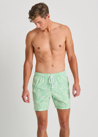 Lime Floral Jacquard Recycled Casual Swim Trunks