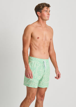 Lime Floral Jacquard Recycled Casual Swim Trunks