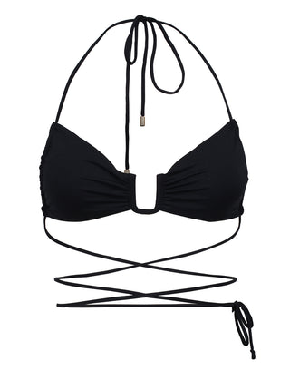 Black Recycled Halter Bikini Top