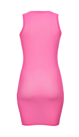 Flashy Pink Mesh Cover-Up Dress