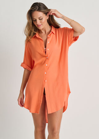 Coral Cover-Up Shirt