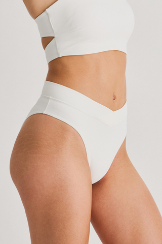 Rib Retro Waist High-Leg Bottom with Overlap band