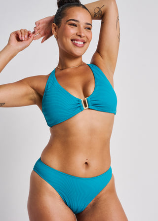 Tidal Teal Textured Bikini Top