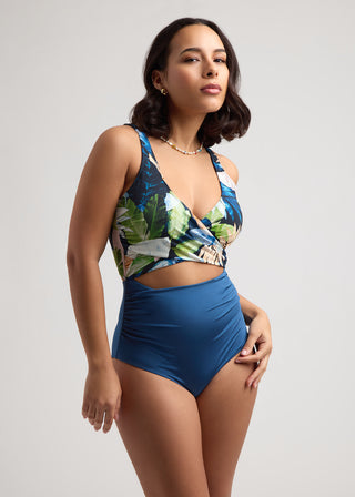  Womens Black V Neck Shirred Tankini Top Swimsuits Tummy  Control Bathing Suit Size Large