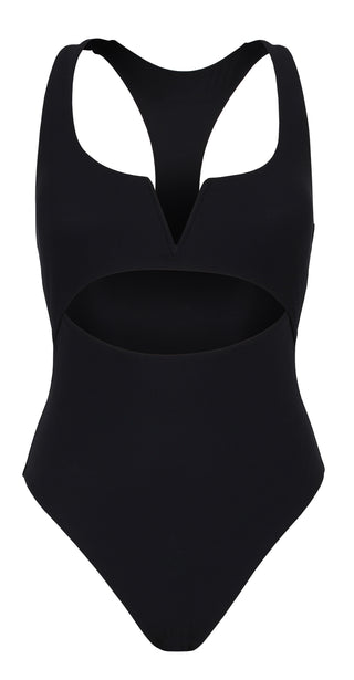 Black Recycled Racerback One-Piece