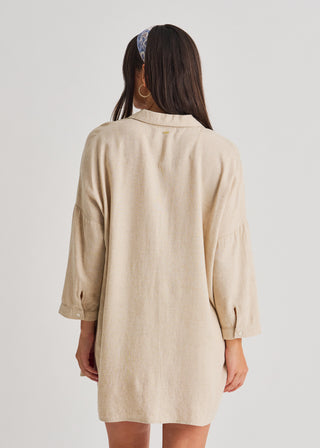 Linen Blend Tunic Shirt Cover Up