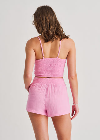 Short couvre-maillot en coton contrecollé