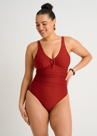 Textured Full Cup One-Piece with Ring