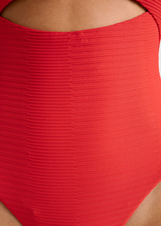 Textured Racerback Extra High-Leg One-Piece