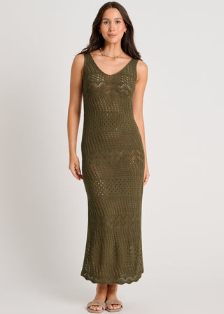 Open Work Crochet Cover-Up Maxi Dress