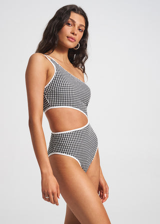 Une-pièce style cami Alba texturé à découpe