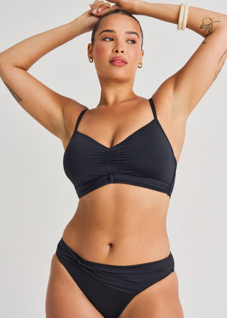 Black Semi-High Waist Bottom Front Twist Bottom