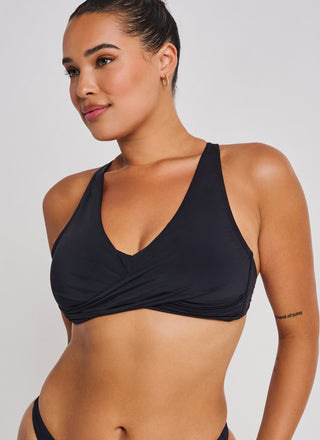 Black D-cup crop top