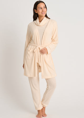 Le peignoir en tricot côtelé brossé