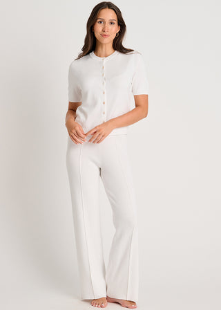 Short Sleeve Ribbed Sweater Cardigan