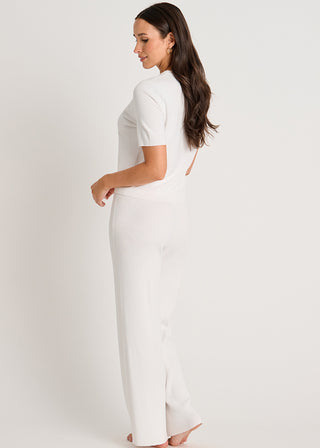 Pantalon droit en tricot côtelé