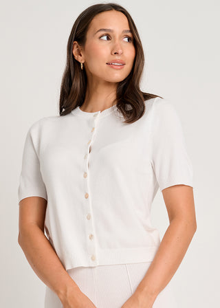 Short Sleeve Ribbed Sweater Cardigan