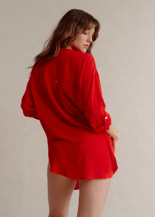 Lychee Red cover-up shirt