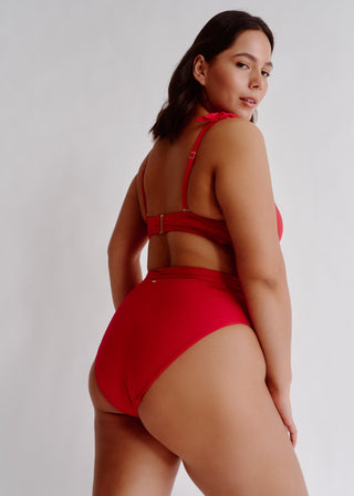 Lychee Red High Waist Bikini Bottom