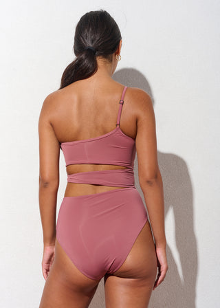 Brown Rose One Shoulder Cami One-Piece
